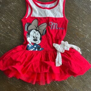 ❤️Red Minnie Mouse Dress 3-4t tule underskirt with ruffles and bow ❤️